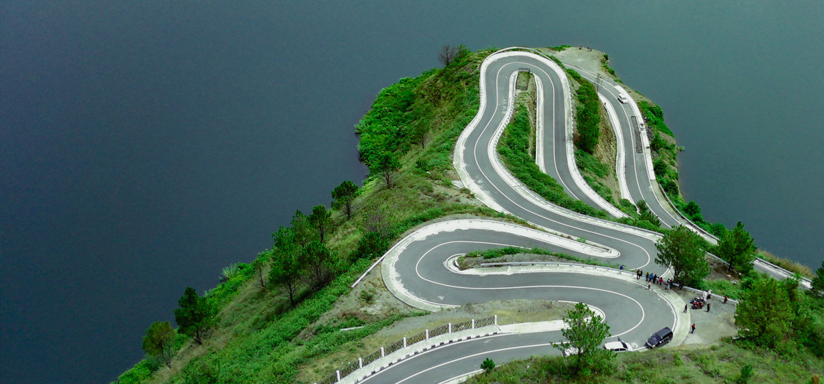 A winding round at the top of a mountain