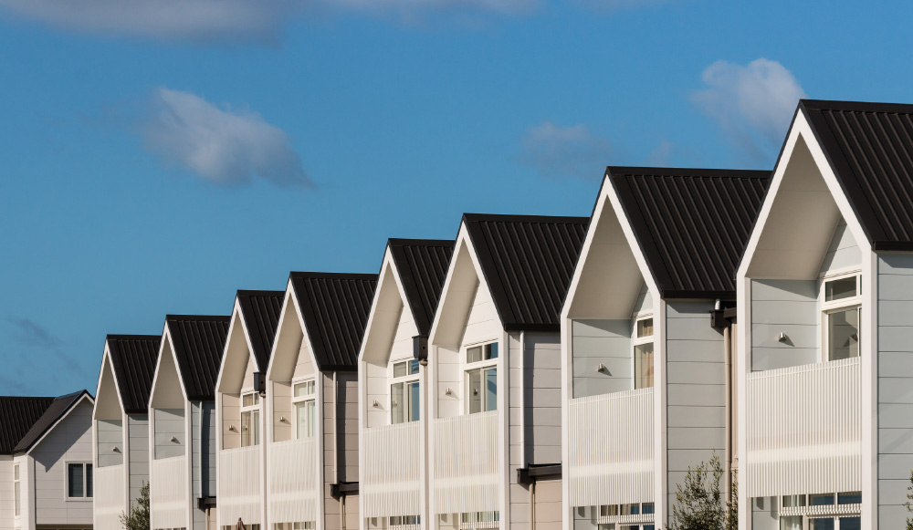 Street view of single-family rental residential homes