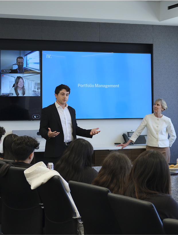 Professional giving presentation to group